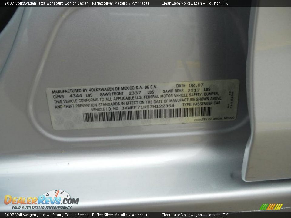 2007 Volkswagen Jetta Wolfsburg Edition Sedan Reflex Silver Metallic / Anthracite Photo #28