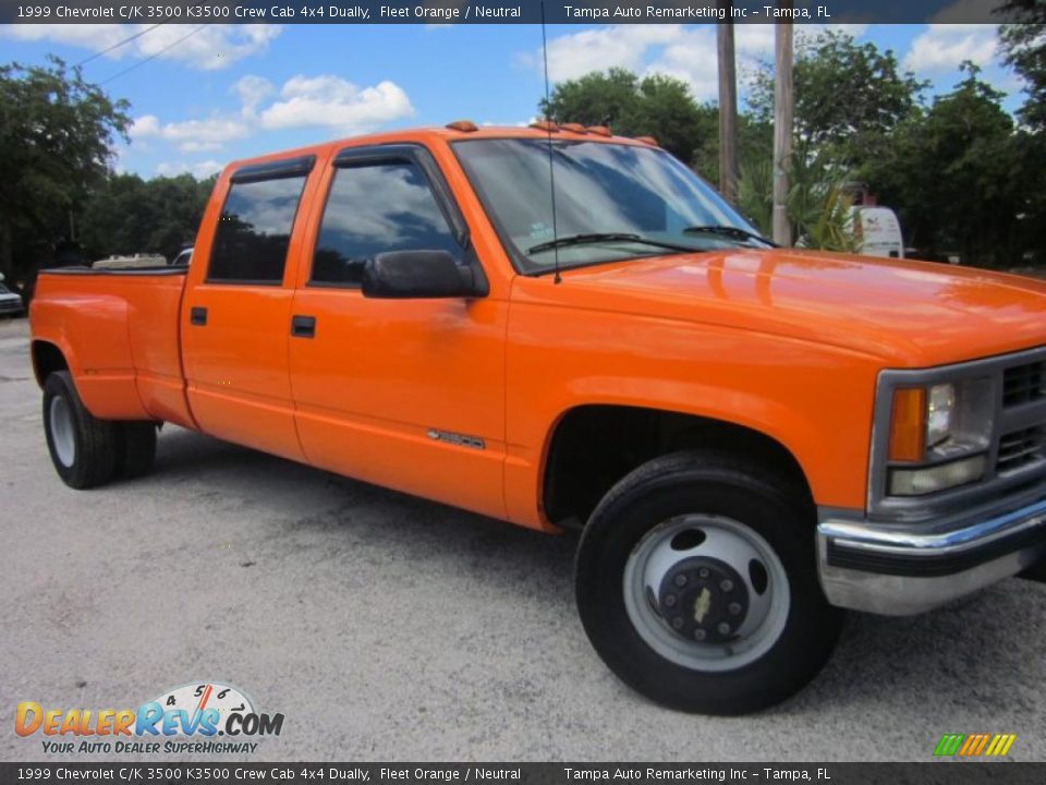 1999 Chevrolet C/K 3500 K3500 Crew Cab 4x4 Dually Fleet Orange / Neutral Photo #3