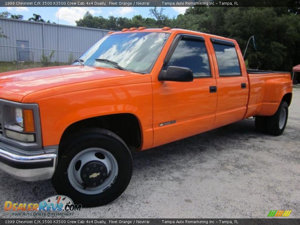 1999 Chevrolet C/K 3500 K3500 Crew Cab 4x4 Dually Fleet Orange / Neutral Photo #4