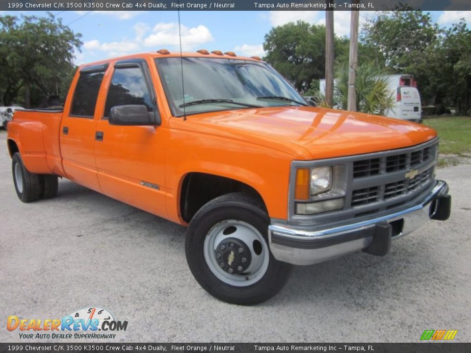 1999 Chevrolet C/K 3500 K3500 Crew Cab 4x4 Dually Fleet Orange / Neutral Photo #5