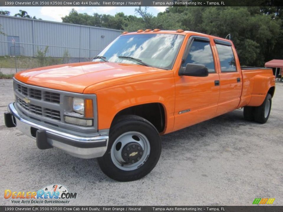 Front 3/4 View of 1999 Chevrolet C/K 3500 K3500 Crew Cab 4x4 Dually Photo #6