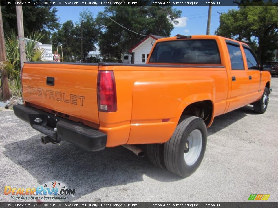 1999 Chevrolet C/K 3500 K3500 Crew Cab 4x4 Dually Fleet Orange / Neutral Photo #12