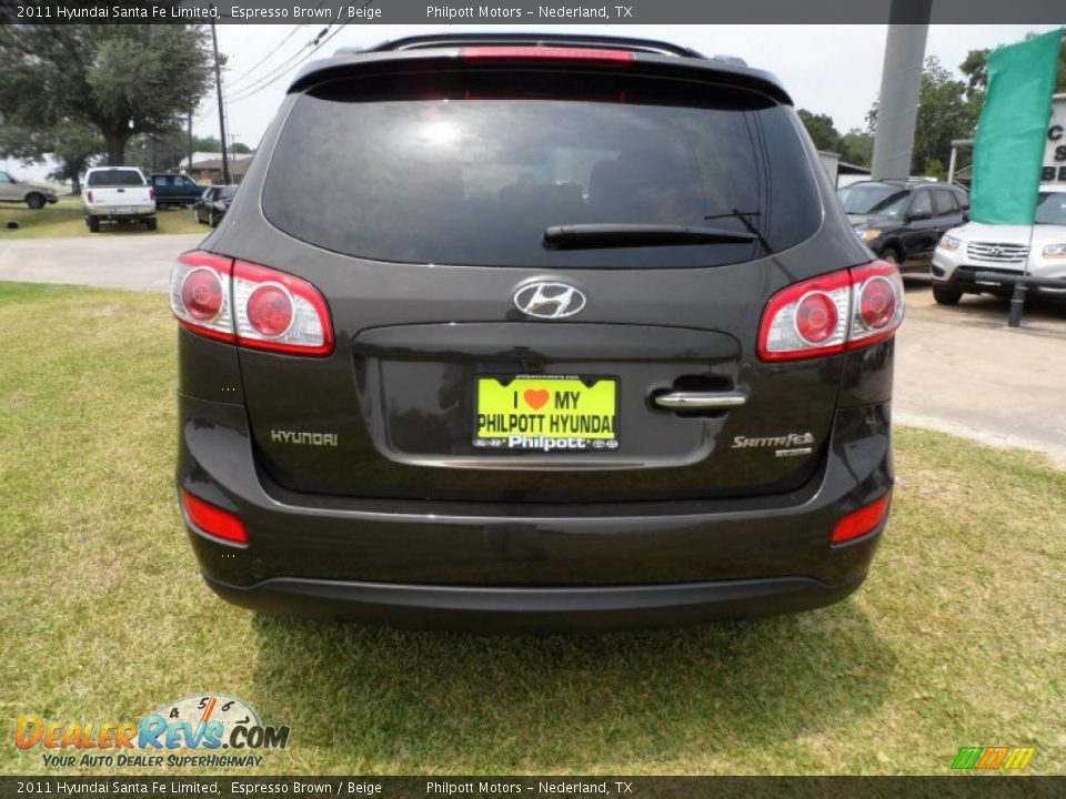 2011 Hyundai Santa Fe Limited Espresso Brown / Beige Photo #4