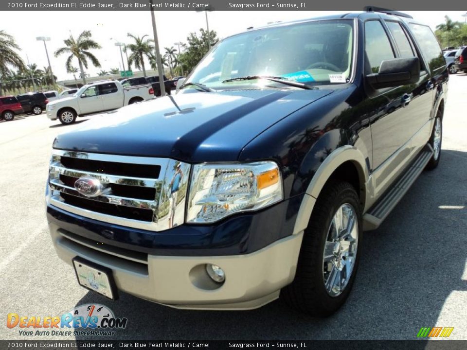 2010 Ford Expedition EL Eddie Bauer Dark Blue Pearl Metallic / Camel Photo #14