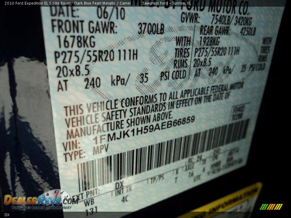 Ford Color Code DX Dark Blue Pearl Metallic