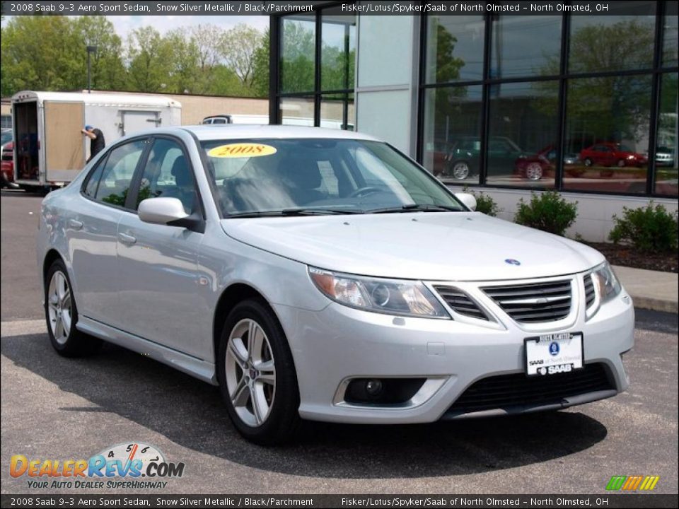 2008 Saab 9-3 Aero Sport Sedan Snow Silver Metallic / Black/Parchment Photo #3