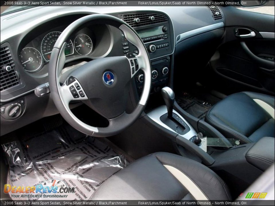 2008 Saab 9-3 Aero Sport Sedan Snow Silver Metallic / Black/Parchment Photo #17