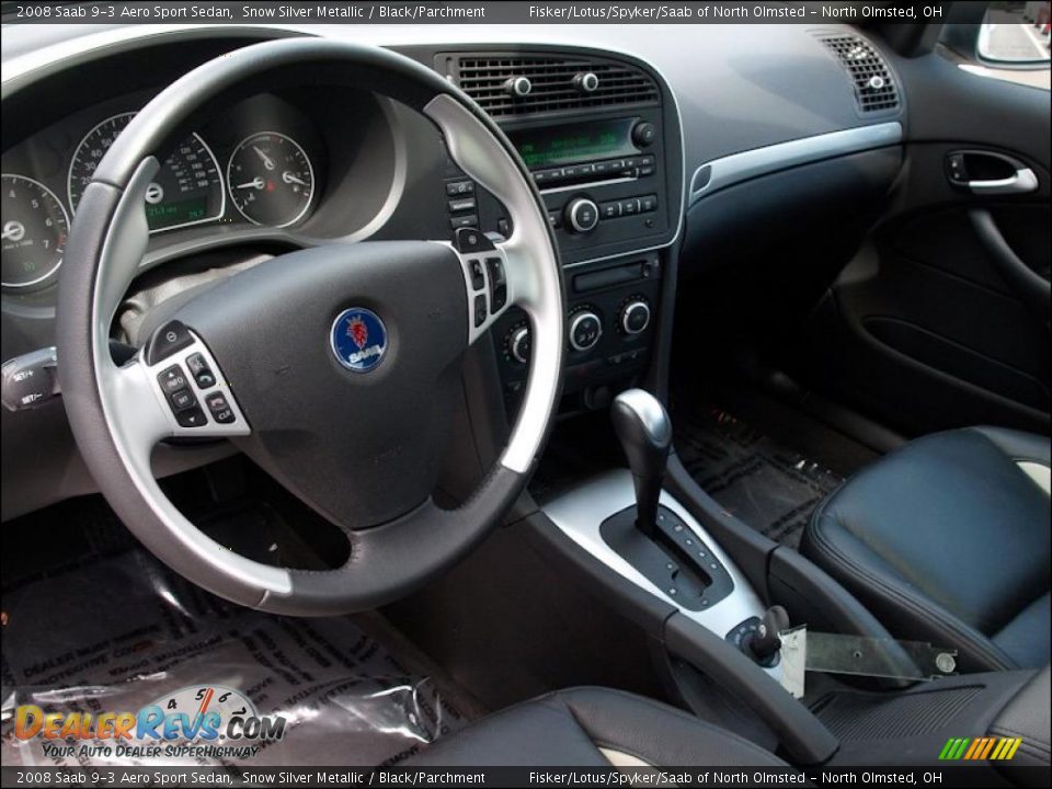 2008 Saab 9-3 Aero Sport Sedan Snow Silver Metallic / Black/Parchment Photo #18