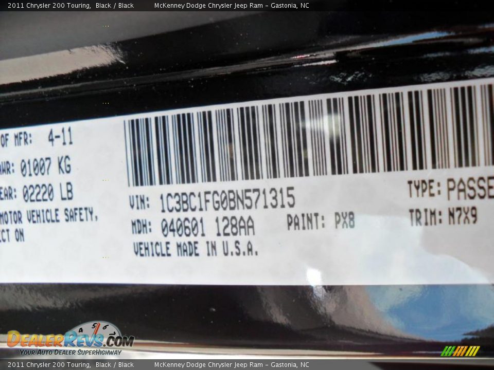 2011 Chrysler 200 Touring Black / Black Photo #6