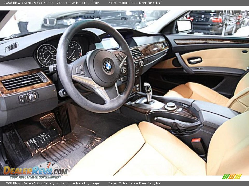 2008 BMW 5 Series 535xi Sedan Monaco Blue Metallic / Beige Photo #8