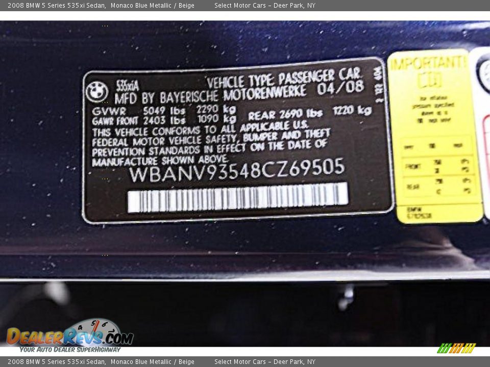 2008 BMW 5 Series 535xi Sedan Monaco Blue Metallic / Beige Photo #12