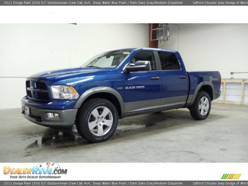 2011 Dodge Ram 1500 SLT Outdoorsman Crew Cab 4x4 Deep Water Blue Pearl / Dark Slate Gray/Medium Graystone Photo #1