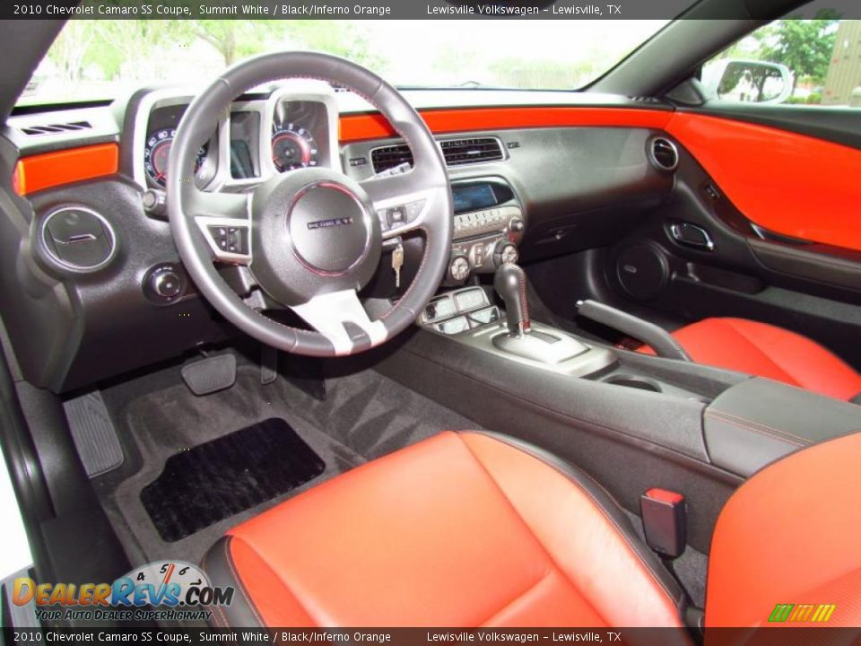 Black/Inferno Orange Interior - 2010 Chevrolet Camaro SS Coupe Photo #14