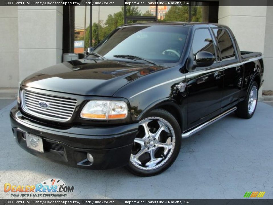 2003 Ford F150 Harley-Davidson SuperCrew Black / Black/Silver Photo #2