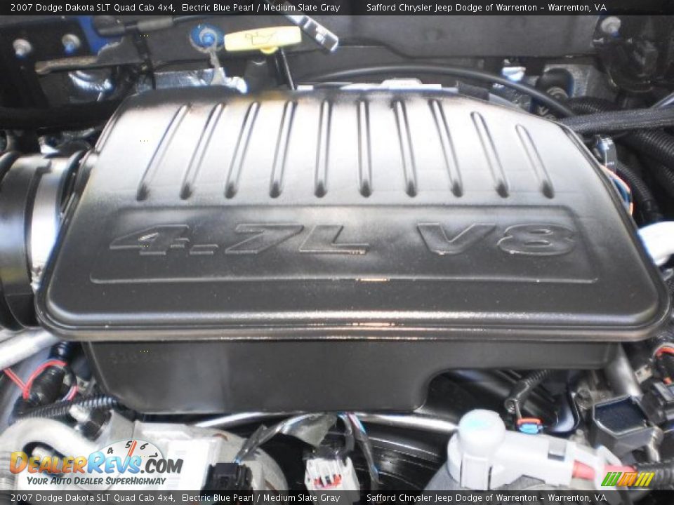 2007 Dodge Dakota SLT Quad Cab 4x4 Electric Blue Pearl / Medium Slate Gray Photo #12