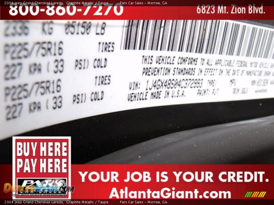 2004 Jeep Grand Cherokee Laredo Graphite Metallic / Taupe Photo #14