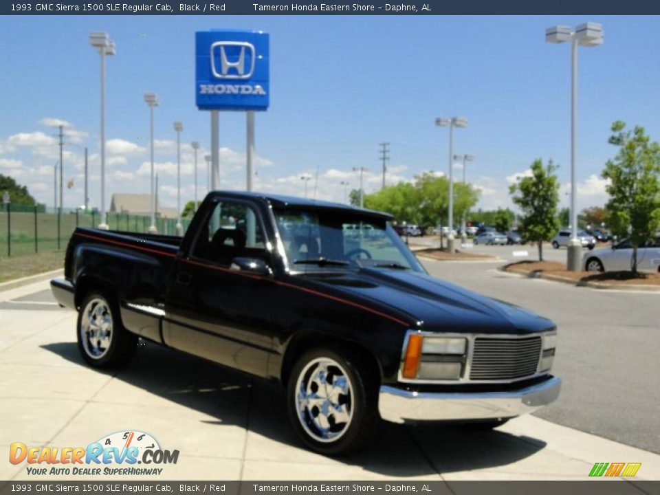 1993 GMC Sierra 1500 SLE Regular Cab Black / Red Photo #2