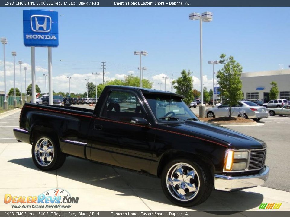 1993 GMC Sierra 1500 SLE Regular Cab Black / Red Photo #3