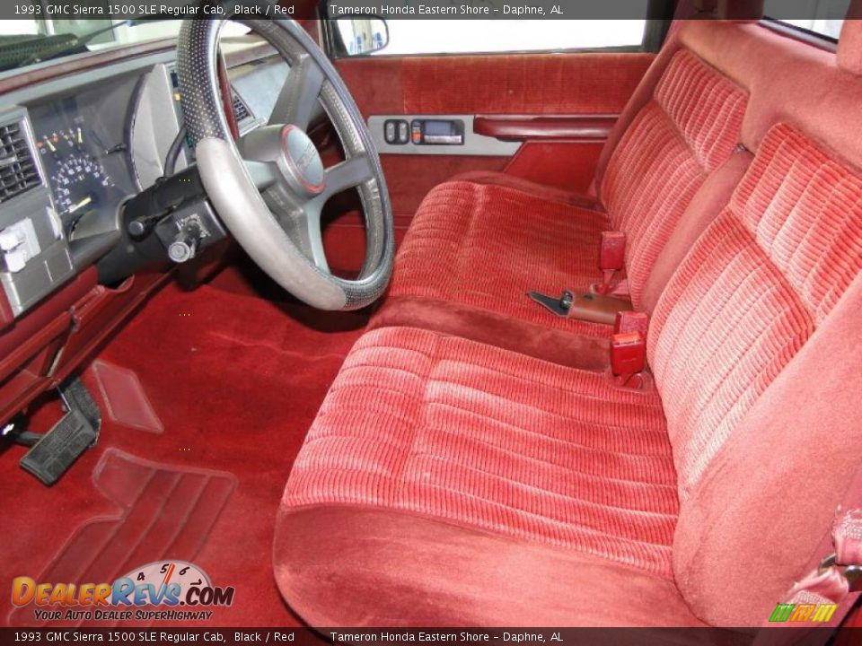 Red Interior - 1993 GMC Sierra 1500 SLE Regular Cab Photo #11