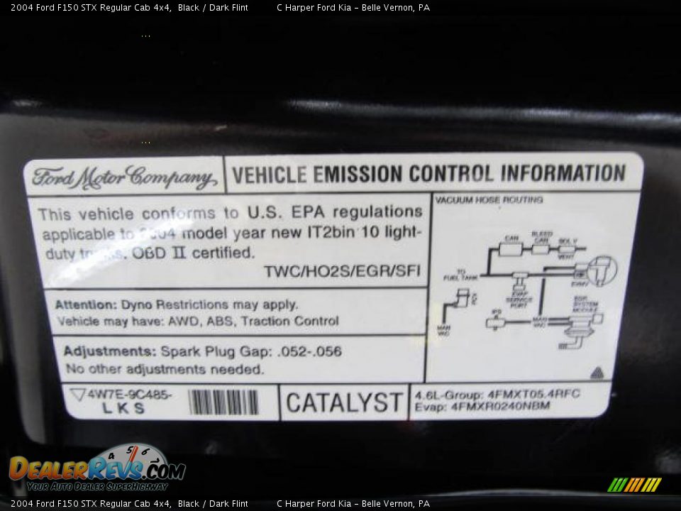 Info Tag of 2004 Ford F150 STX Regular Cab 4x4 Photo #12