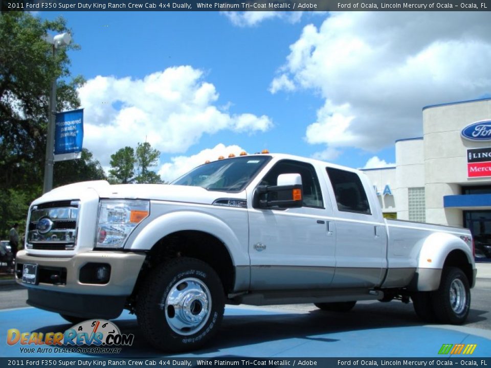 White Platinum Tri-Coat Metallic 2011 Ford F350 Super Duty King Ranch Crew Cab 4x4 Dually Photo #1