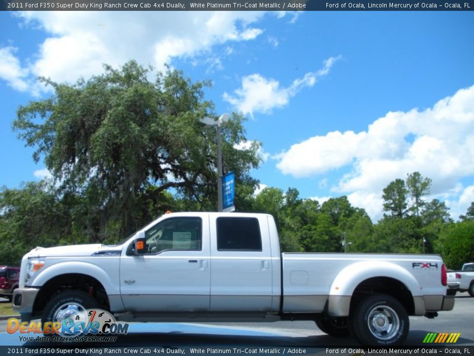 White Platinum Tri-Coat Metallic 2011 Ford F350 Super Duty King Ranch Crew Cab 4x4 Dually Photo #2
