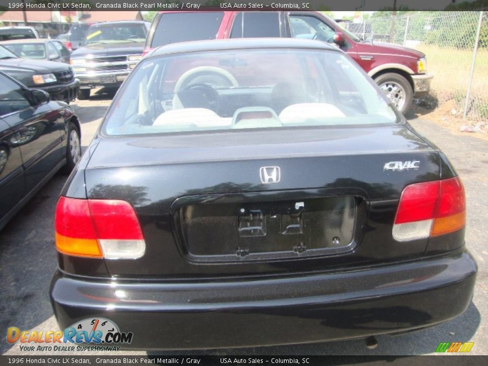 1996 Honda Civic LX Sedan Granada Black Pearl Metallic / Gray Photo #4