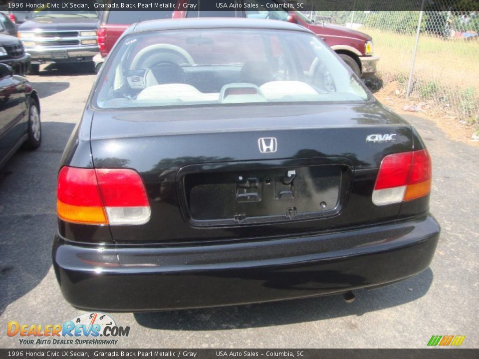 1996 Honda Civic LX Sedan Granada Black Pearl Metallic / Gray Photo #5
