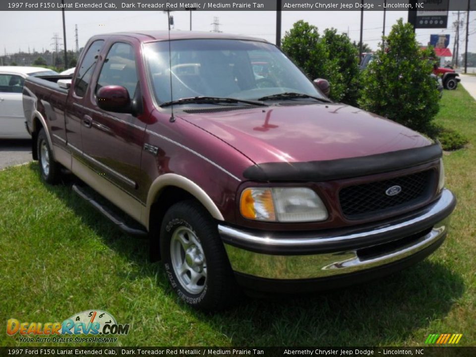 1997 Ford F150 Lariat Extended Cab Dark Toreador Red Metallic / Medium Prairie Tan Photo #4