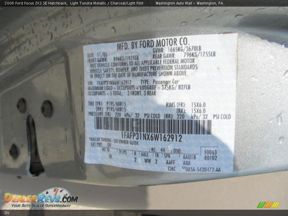 Ford Color Code DV Light Tundra Metallic