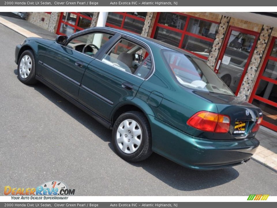 2000 Honda Civic LX Sedan Clover Green Pearl / Beige Photo #2