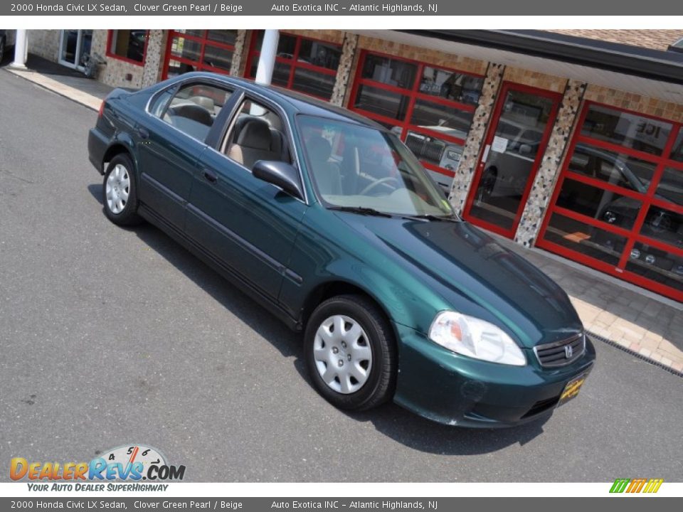 2000 Honda Civic LX Sedan Clover Green Pearl / Beige Photo #3