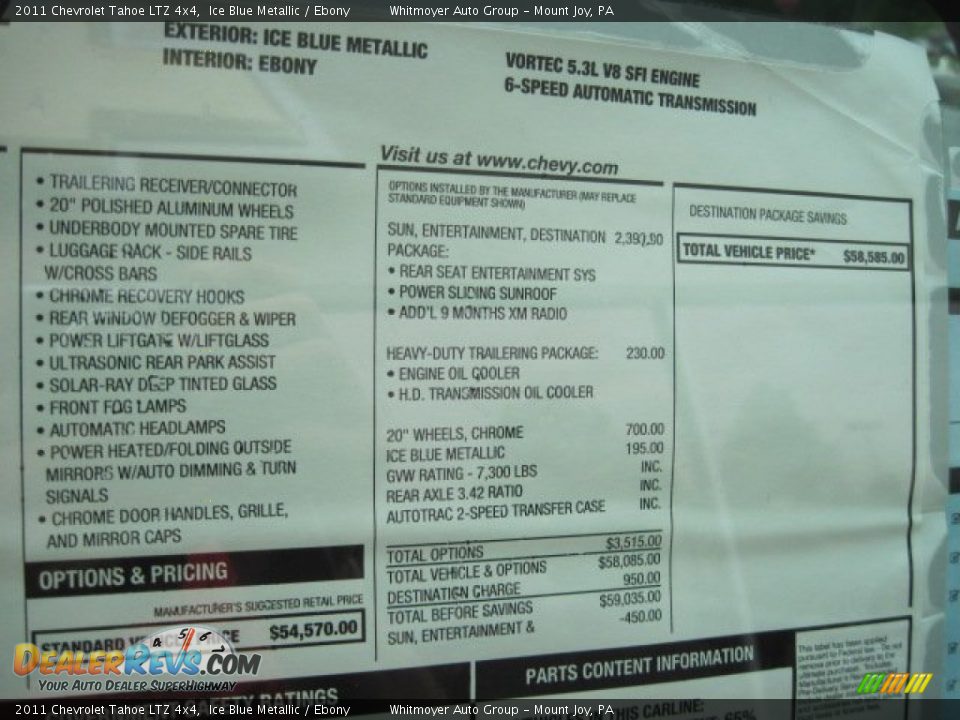 2011 Chevrolet Tahoe LTZ 4x4 Ice Blue Metallic / Ebony Photo #5