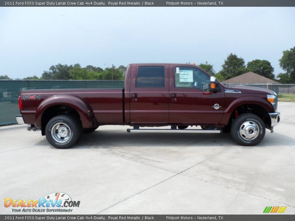 2011 Ford F350 Super Duty Lariat Crew Cab 4x4 Dually Royal Red Metallic / Black Photo #2