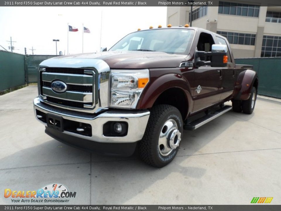 2011 Ford F350 Super Duty Lariat Crew Cab 4x4 Dually Royal Red Metallic / Black Photo #7