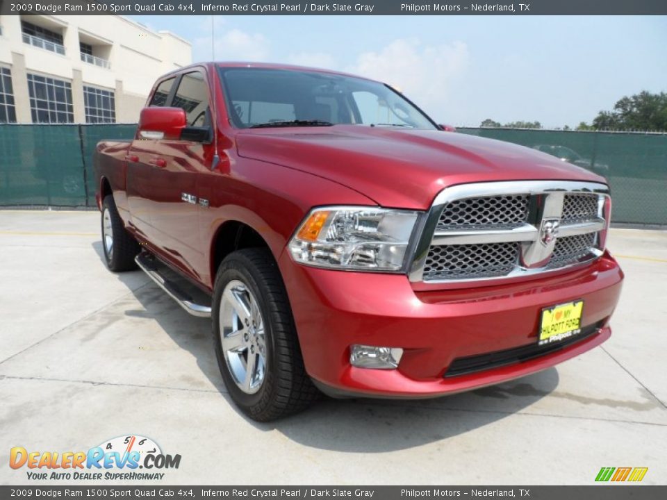 2009 Dodge Ram 1500 Sport Quad Cab 4x4 Inferno Red Crystal Pearl / Dark Slate Gray Photo #1