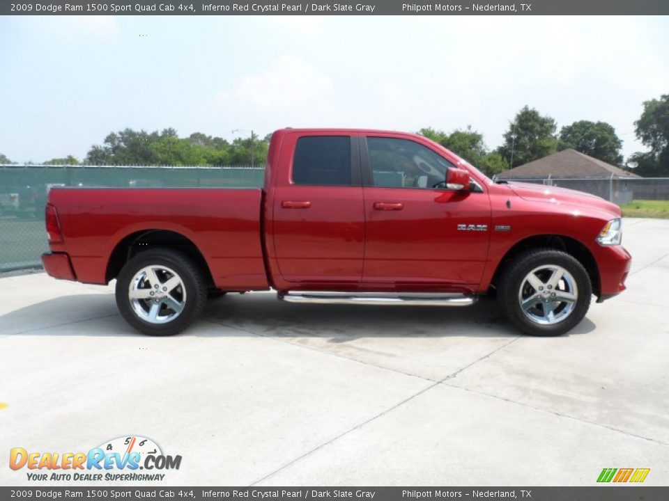 2009 Dodge Ram 1500 Sport Quad Cab 4x4 Inferno Red Crystal Pearl / Dark Slate Gray Photo #2