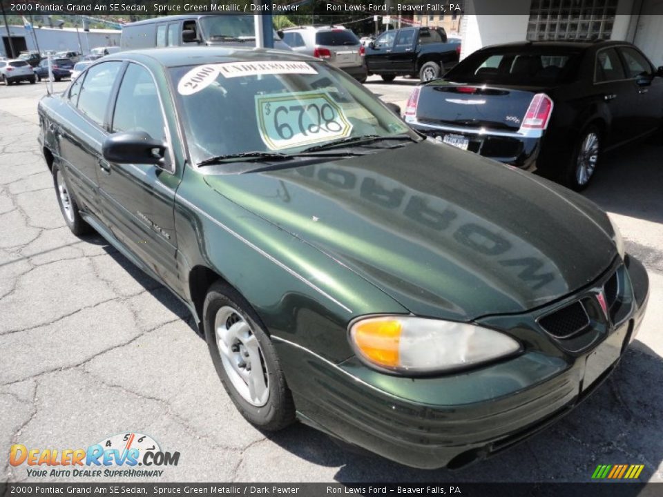 2000 Pontiac Grand Am SE Sedan Spruce Green Metallic / Dark Pewter Photo #2