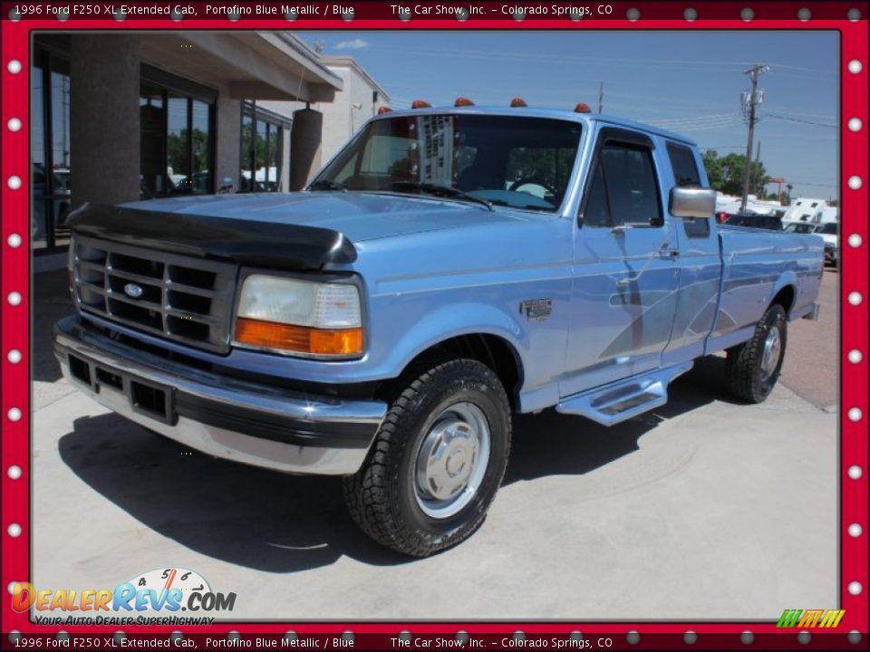 1996 Ford F250 XL Extended Cab Portofino Blue Metallic / Blue Photo #1