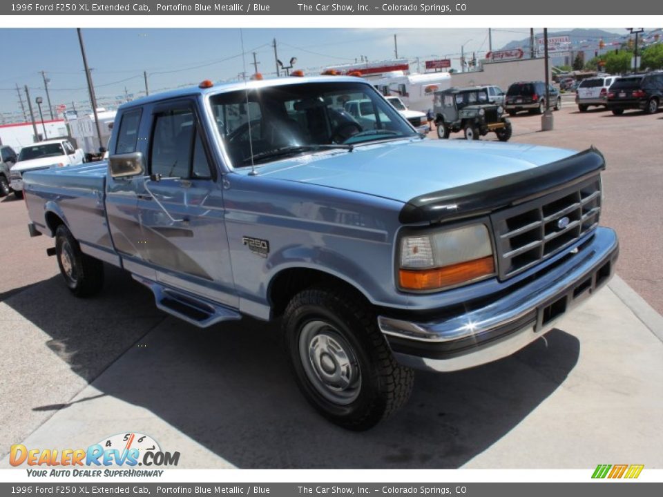 1996 Ford F250 XL Extended Cab Portofino Blue Metallic / Blue Photo #2
