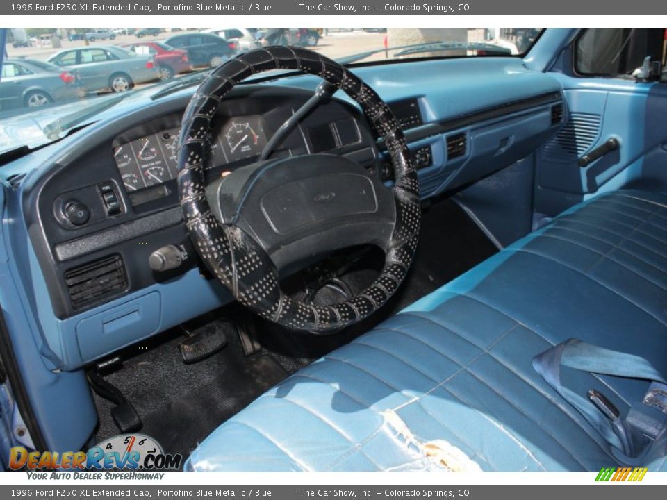 Blue Interior - 1996 Ford F250 XL Extended Cab Photo #6