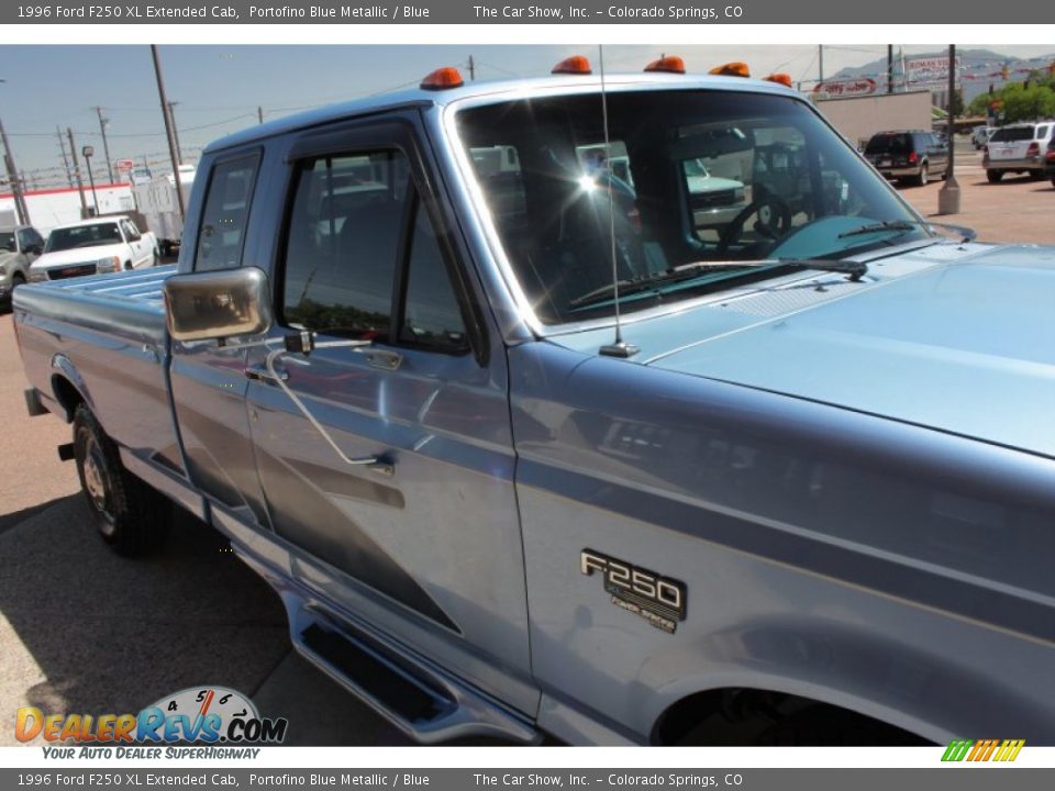 1996 Ford F250 XL Extended Cab Portofino Blue Metallic / Blue Photo #14