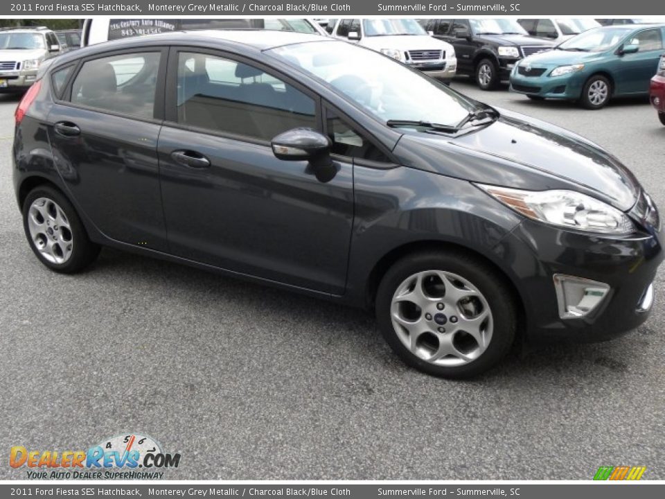2011 Ford Fiesta SES Hatchback Monterey Grey Metallic / Charcoal Black/Blue Cloth Photo #12