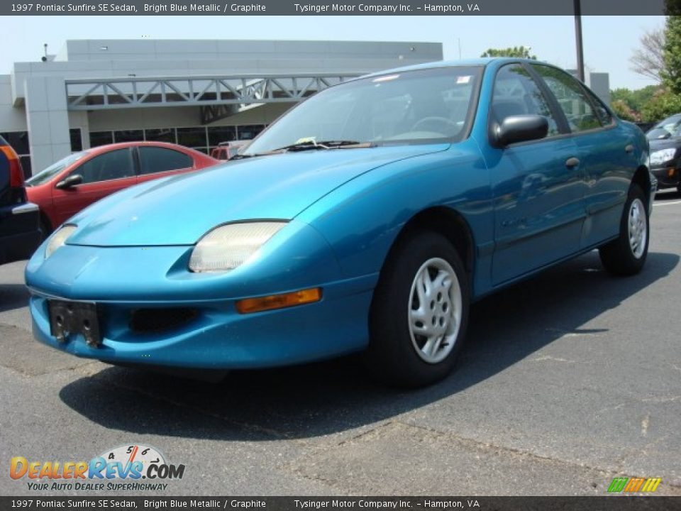 1997 Pontiac Sunfire SE Sedan Bright Blue Metallic / Graphite Photo #1