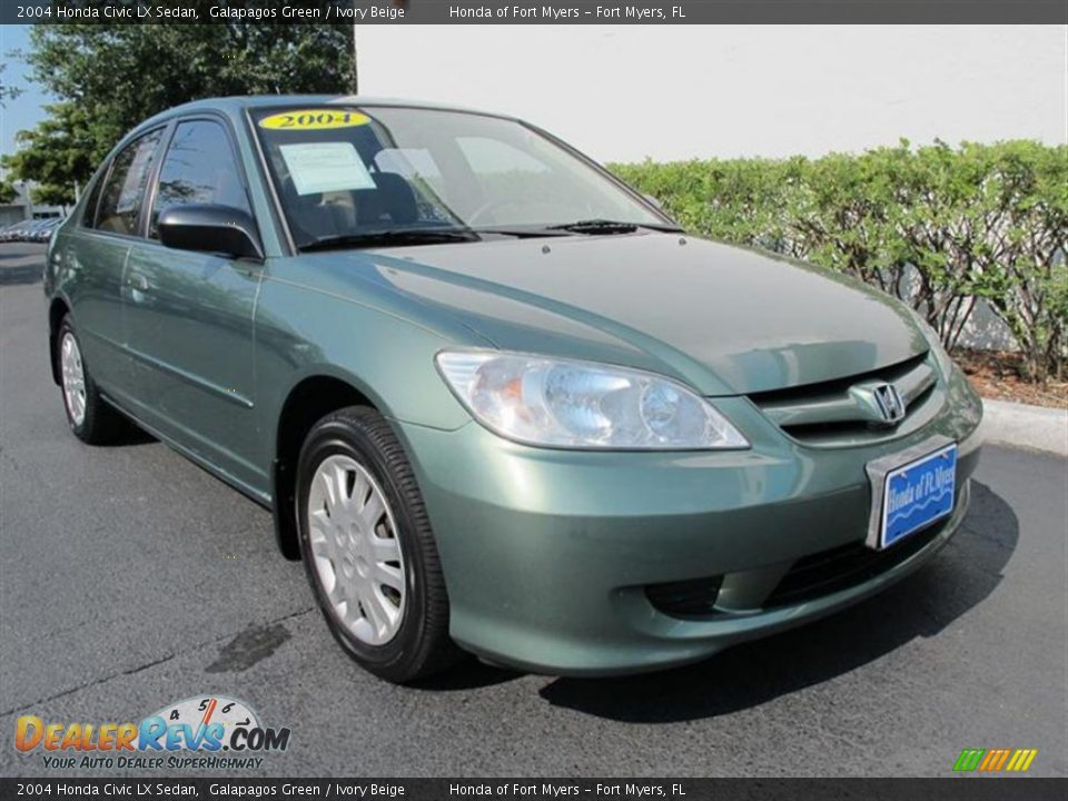 2004 Honda Civic LX Sedan Galapagos Green / Ivory Beige Photo #1