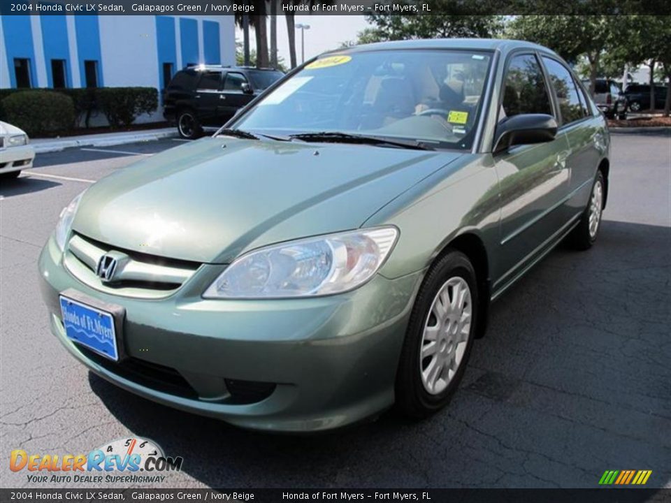 2004 Honda Civic LX Sedan Galapagos Green / Ivory Beige Photo #7