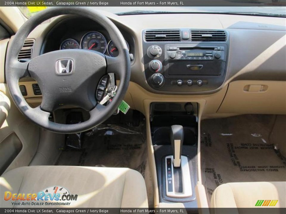 2004 Honda Civic LX Sedan Galapagos Green / Ivory Beige Photo #10