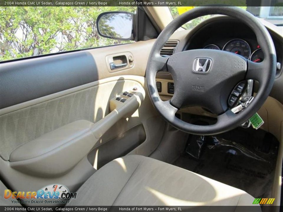 2004 Honda Civic LX Sedan Galapagos Green / Ivory Beige Photo #11