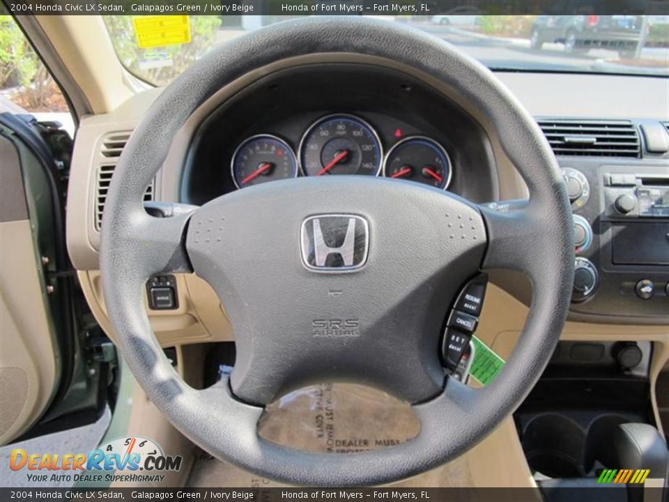 2004 Honda Civic LX Sedan Galapagos Green / Ivory Beige Photo #17