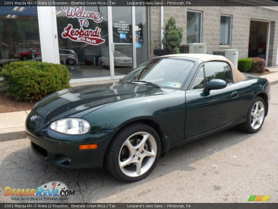 2001 Mazda MX-5 Miata LS Roadster Emerald Green Mica / Tan Photo #1